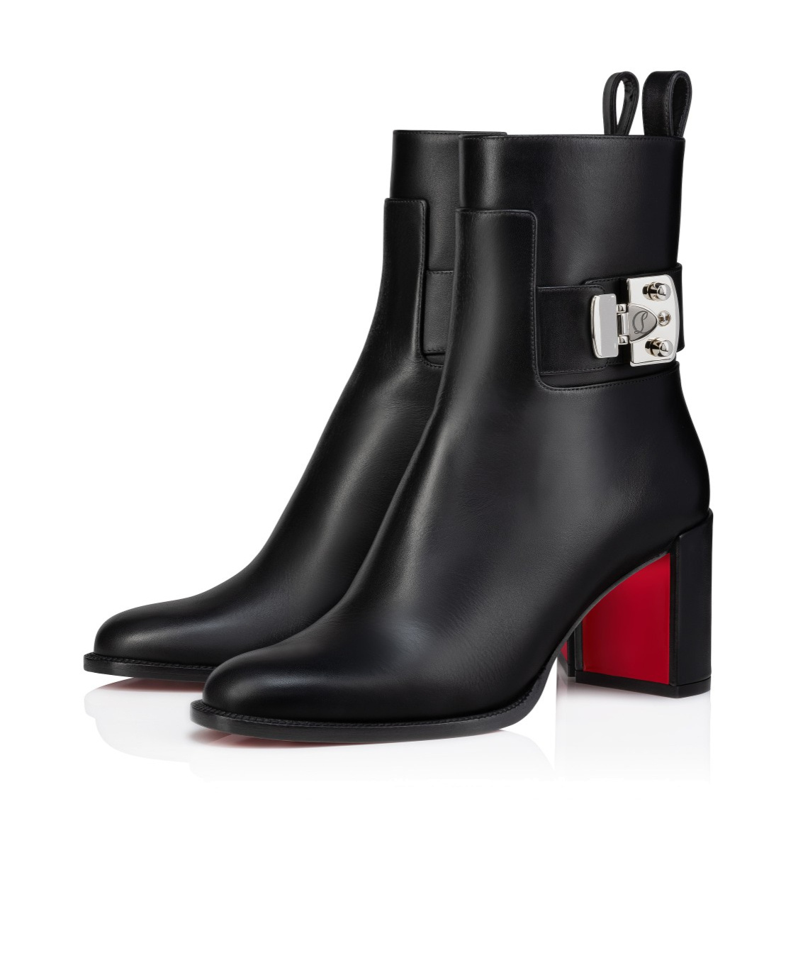 Christian Louboutin Womens Booty Lock 70 Leather Heeled Courts Blac In Black