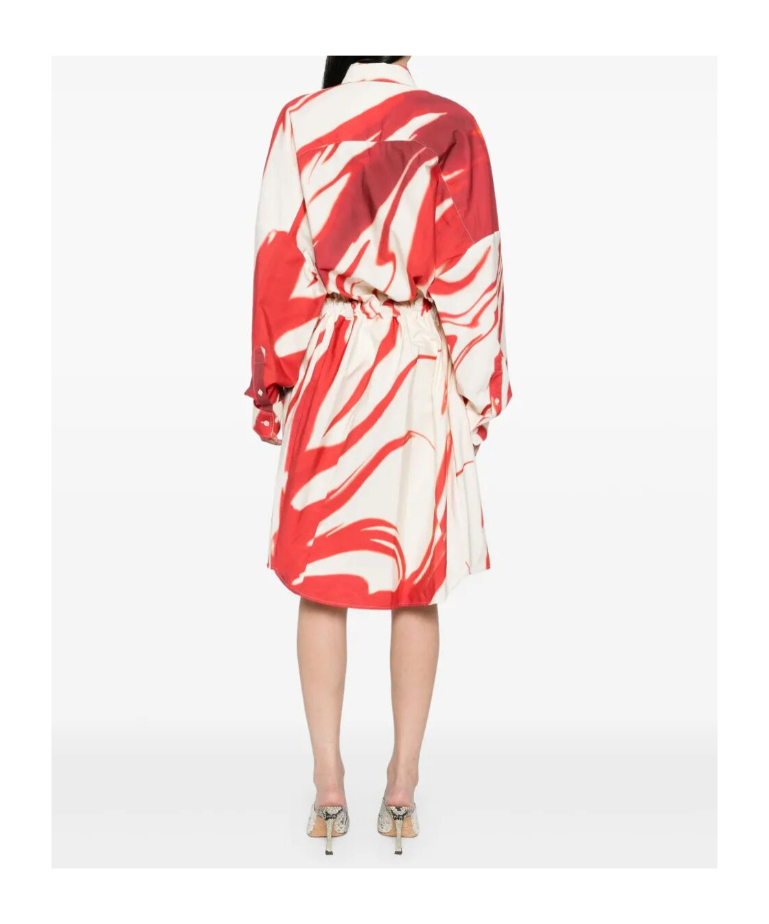 Dries Van Noten Abstract Print Shirt Dress With Belted Waist