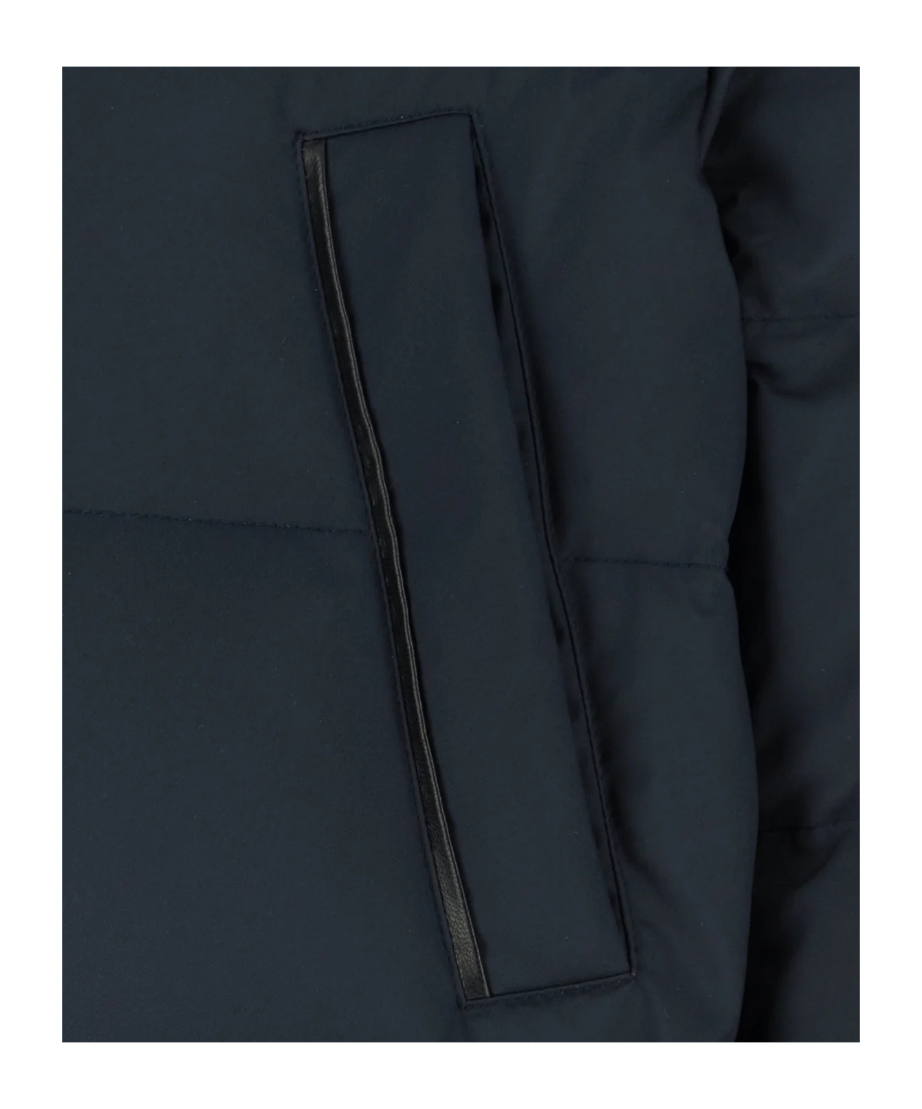 Canali Navy Blue Polyester Down Jacket In Black