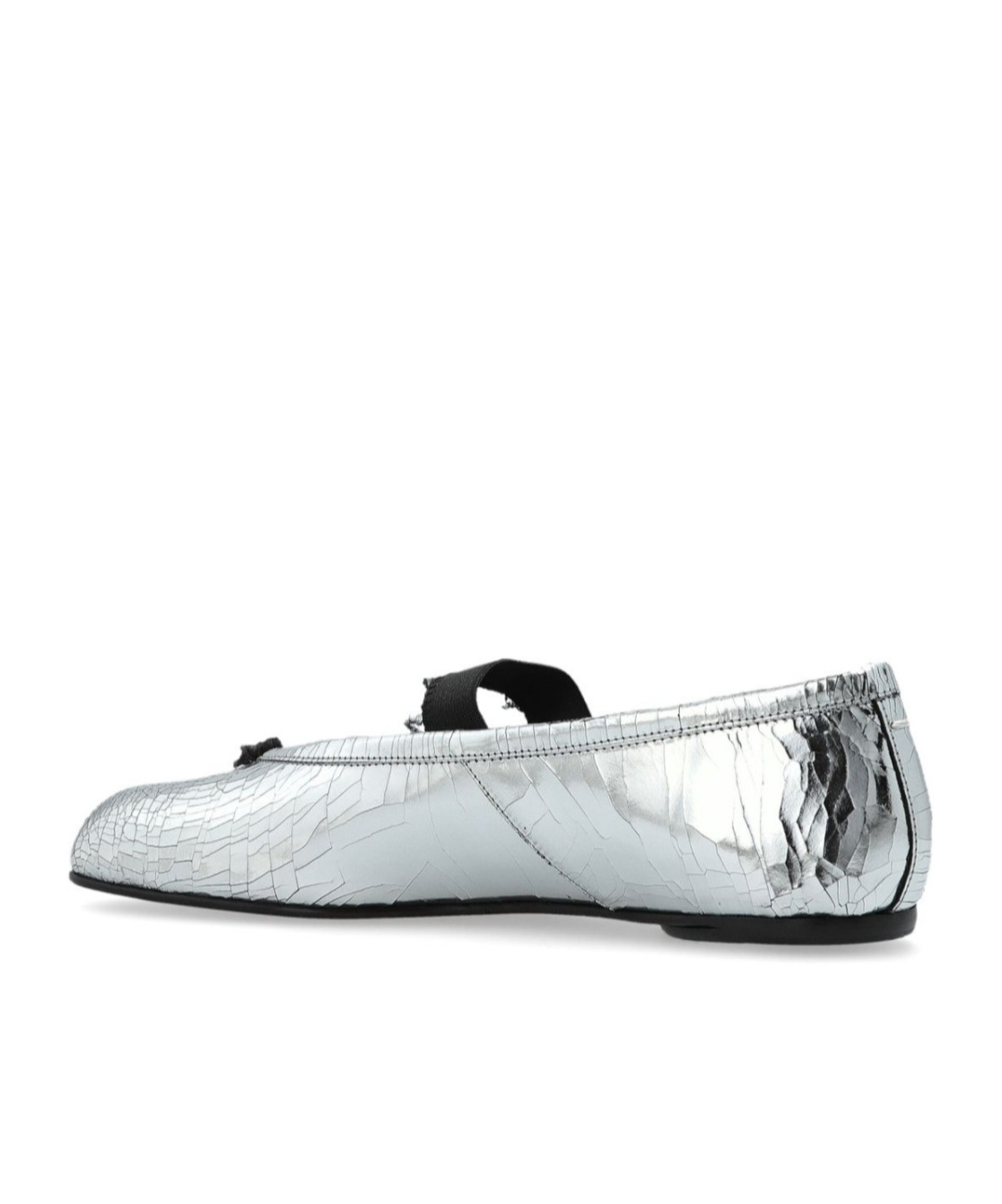 Maison Margiela Tabi Split-toe Metallic Cracked-leather Ballet Flats In Multi