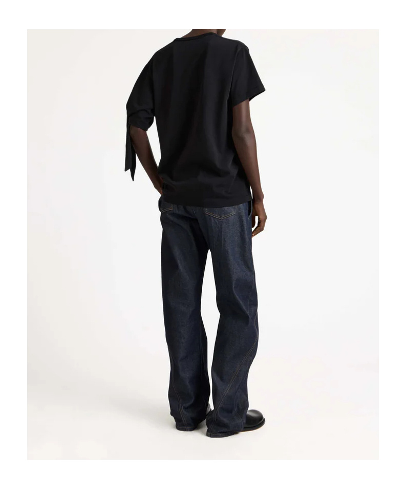 Jw Anderson Womens Knotted Sleeve T-shirt In Black In Black