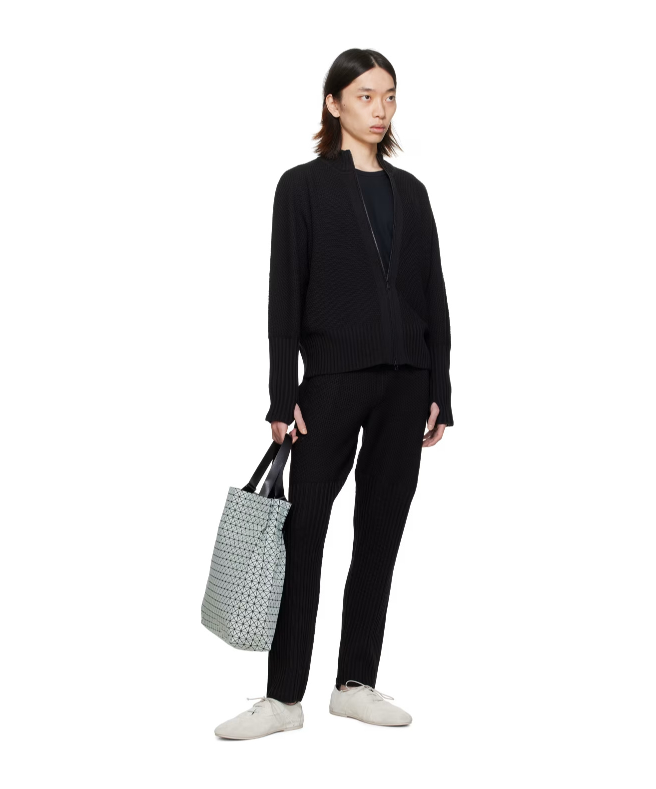 ISSEY MIYAKE RUSTIK-KNIT TAPERED-LEG TROUSERS