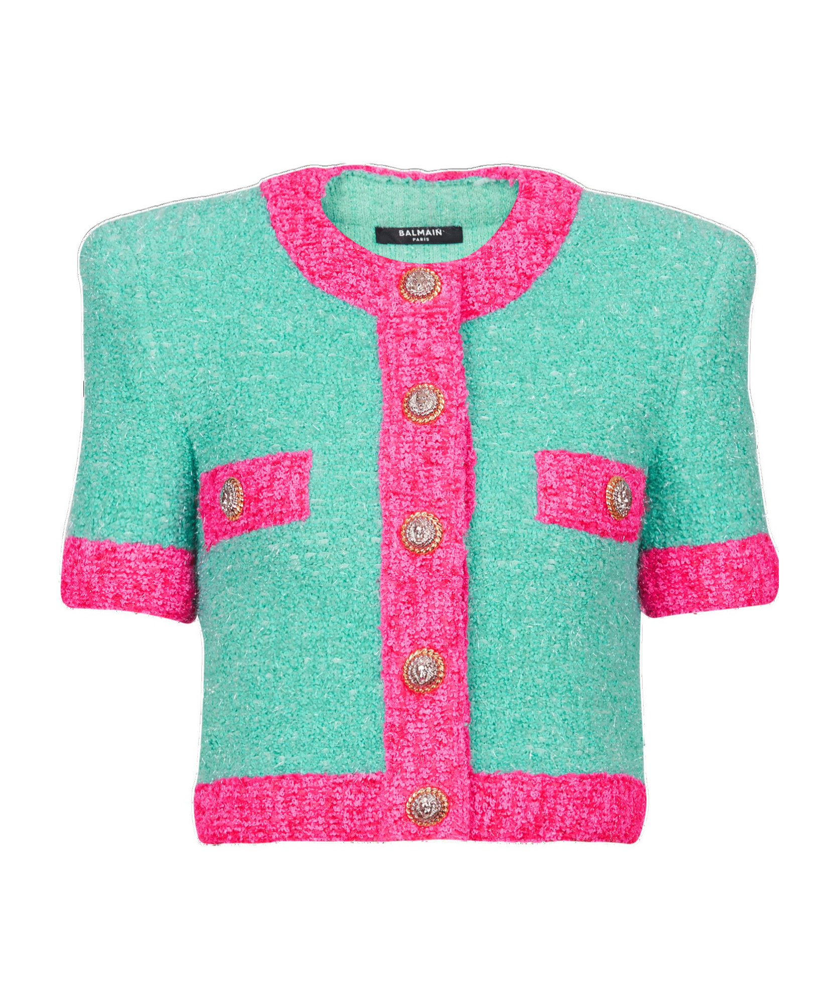 Balmain Short-sleeved Sweater In Green