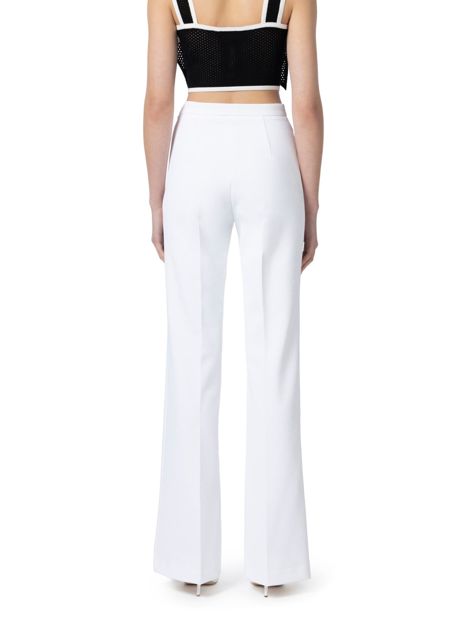 Elisabetta Franchi Logo-plaque Crepe Trousers In White