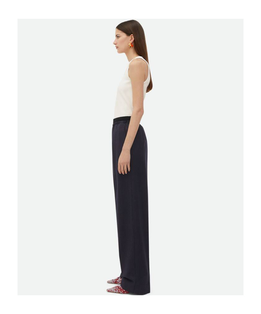 Bottega Veneta Striped Wool Casual Pants In Black