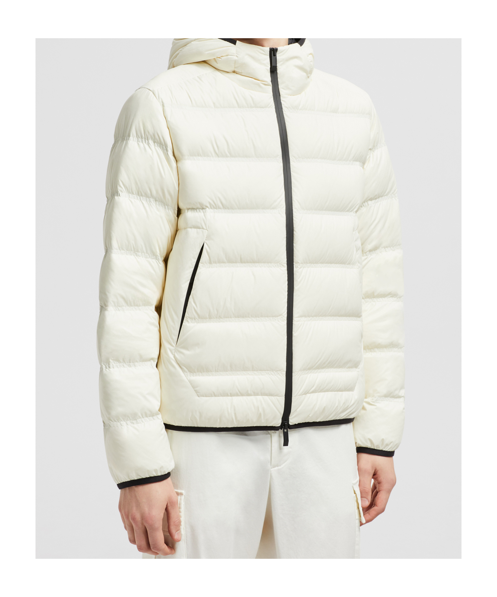 Moncler Hooded Short Down Jacket In Nude