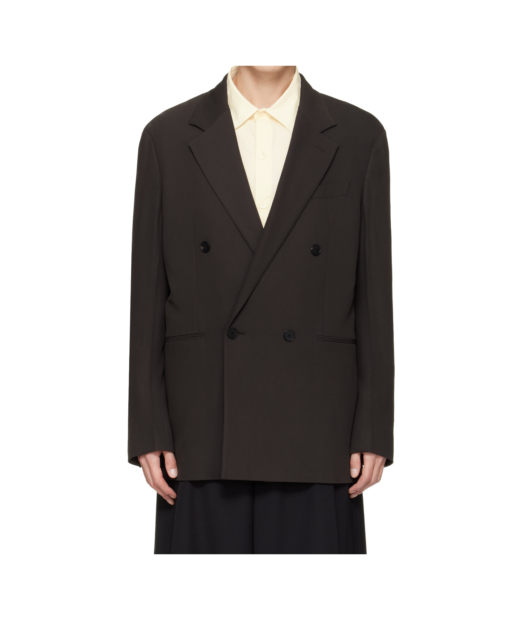 Lanvin Wool Blend Double-breasted Suit Jacket In Black