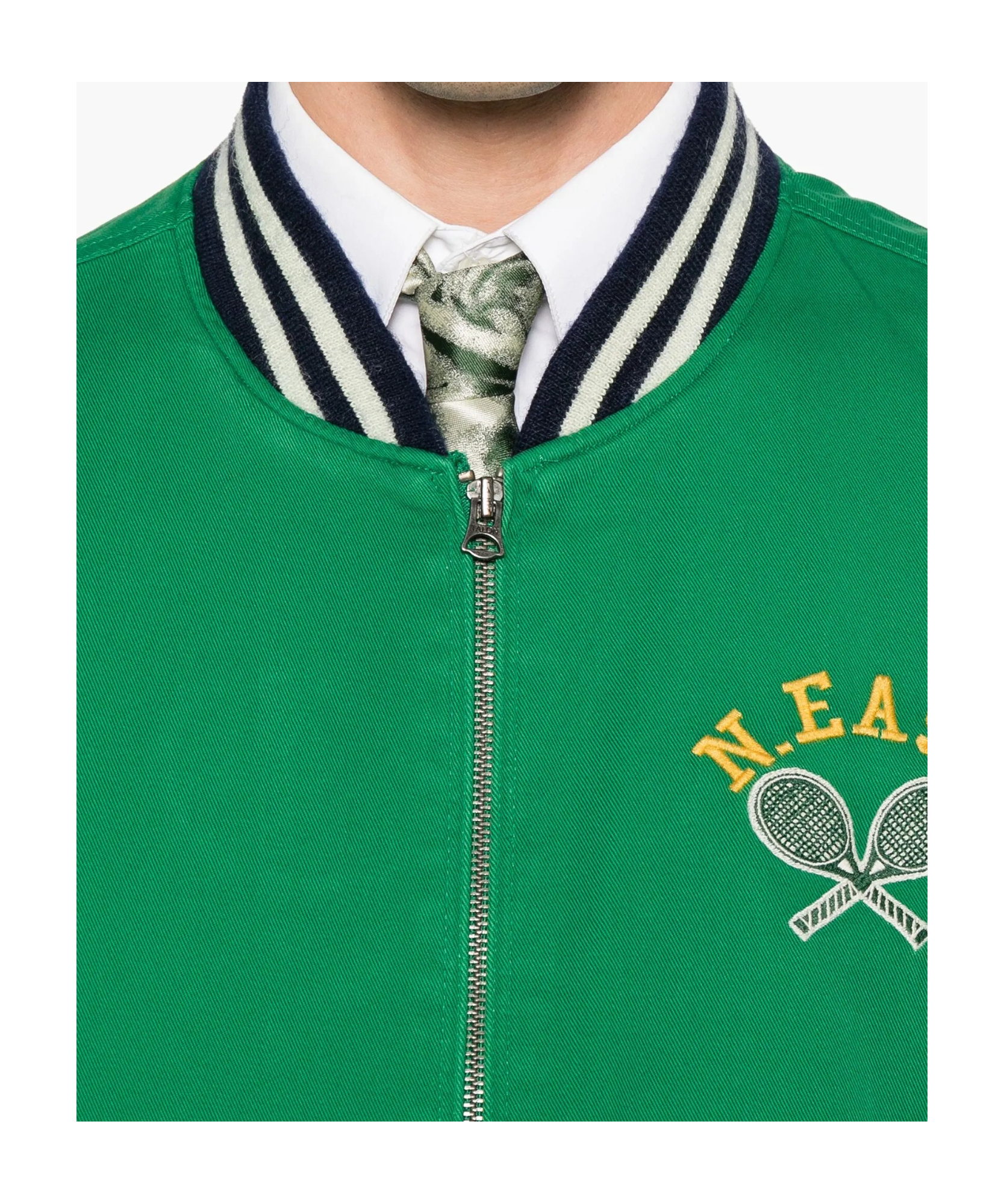 Polo Ralph Lauren Mens Green Tennis Logo-embroidered Cotton-twill Varsity Jacket Xl In Grass Green