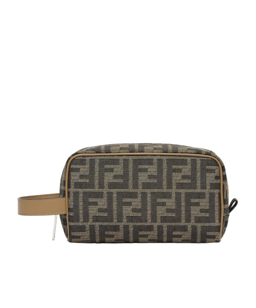 Fendi Small Ff Jacquard Toilet Bag In Black