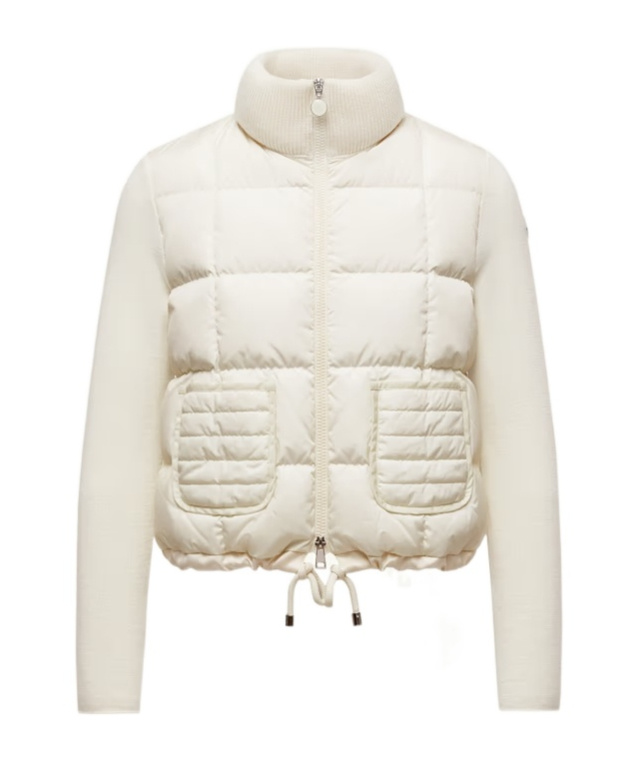 Moncler Contrast-sleeve Puffer Jacket In Neutral