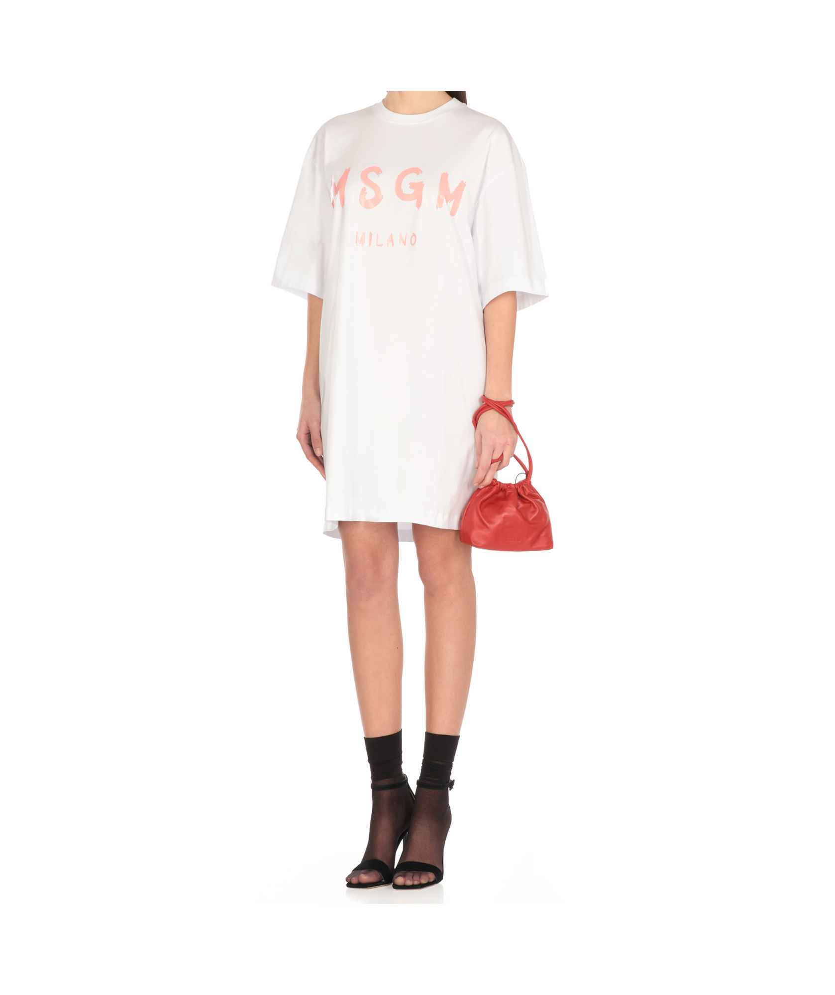 Msgm T-shirt Dress With Print In White