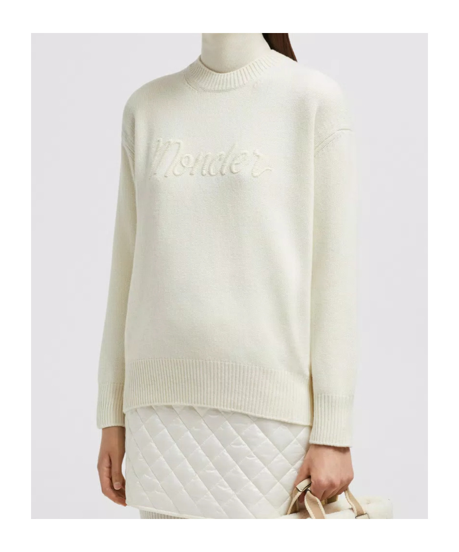 Moncler Embroidered Wool Cashmere Jumper In White