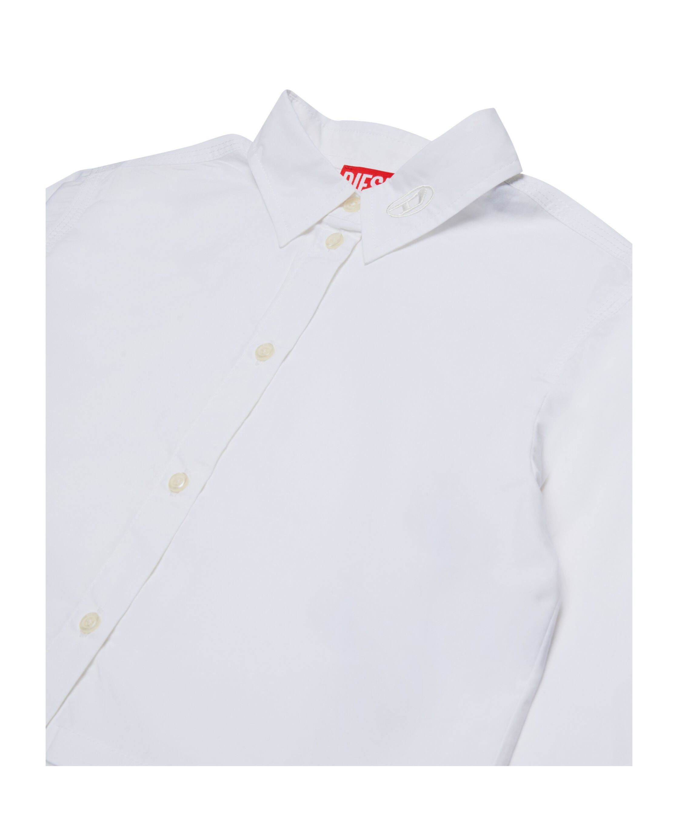 Diesel Camicia Boxy In Popeline Con Logo Sul Colletto In Blue