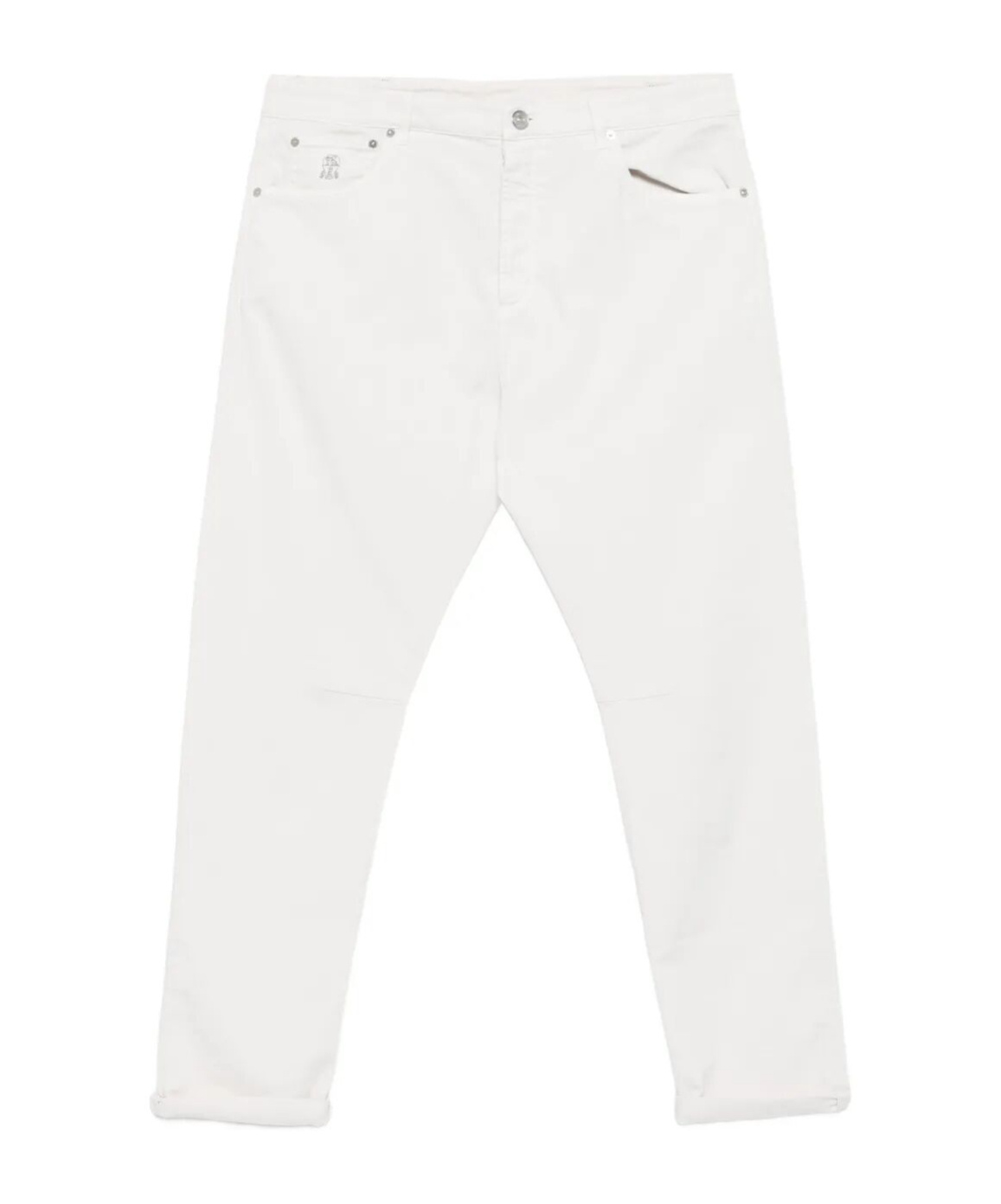 Brunello Cucinelli Logo-plaque Five-pocket Denim Pants In White