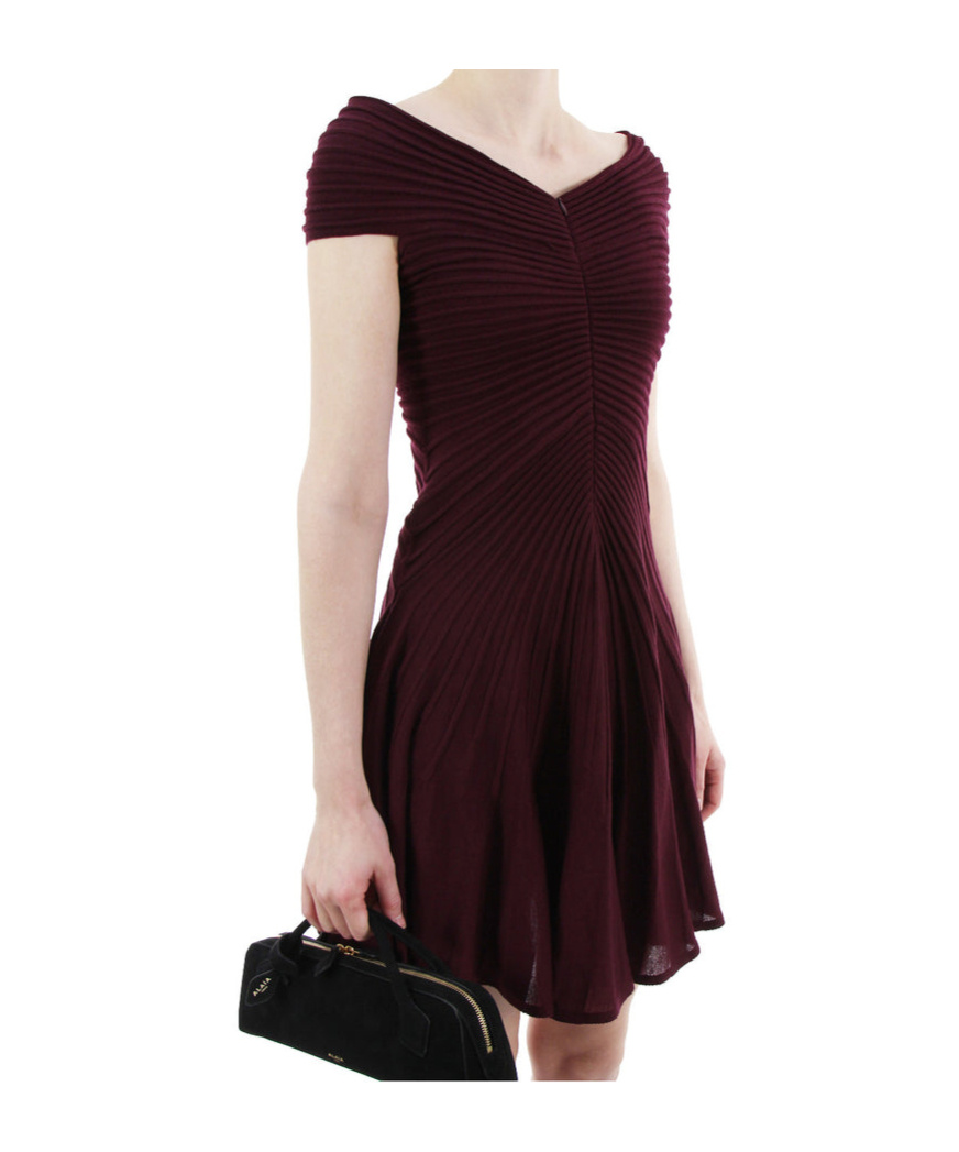 ALAÏA V-NECK MINI DRESS 