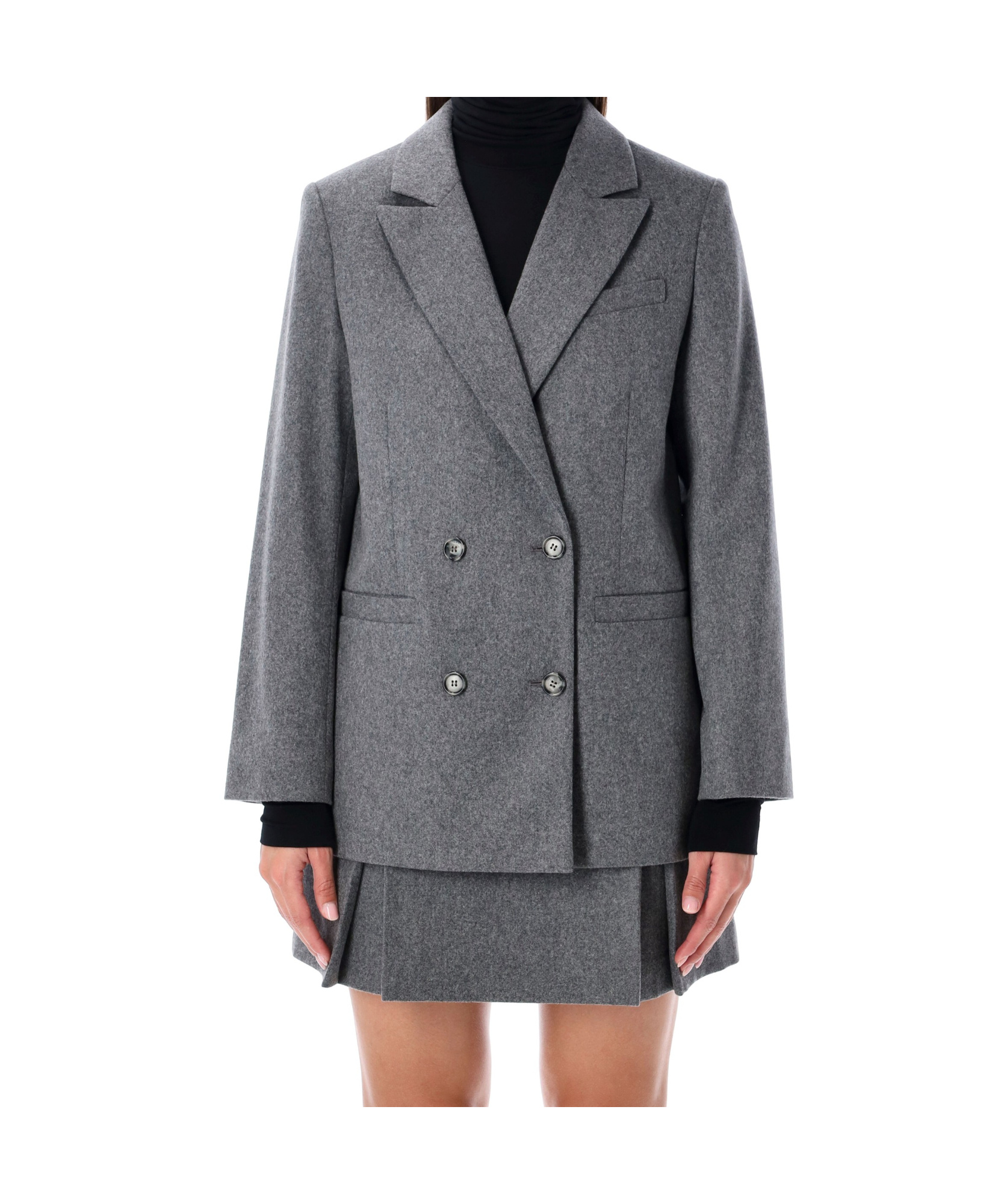 Apc Double Breasted Jacket Flap Pockets In Gray