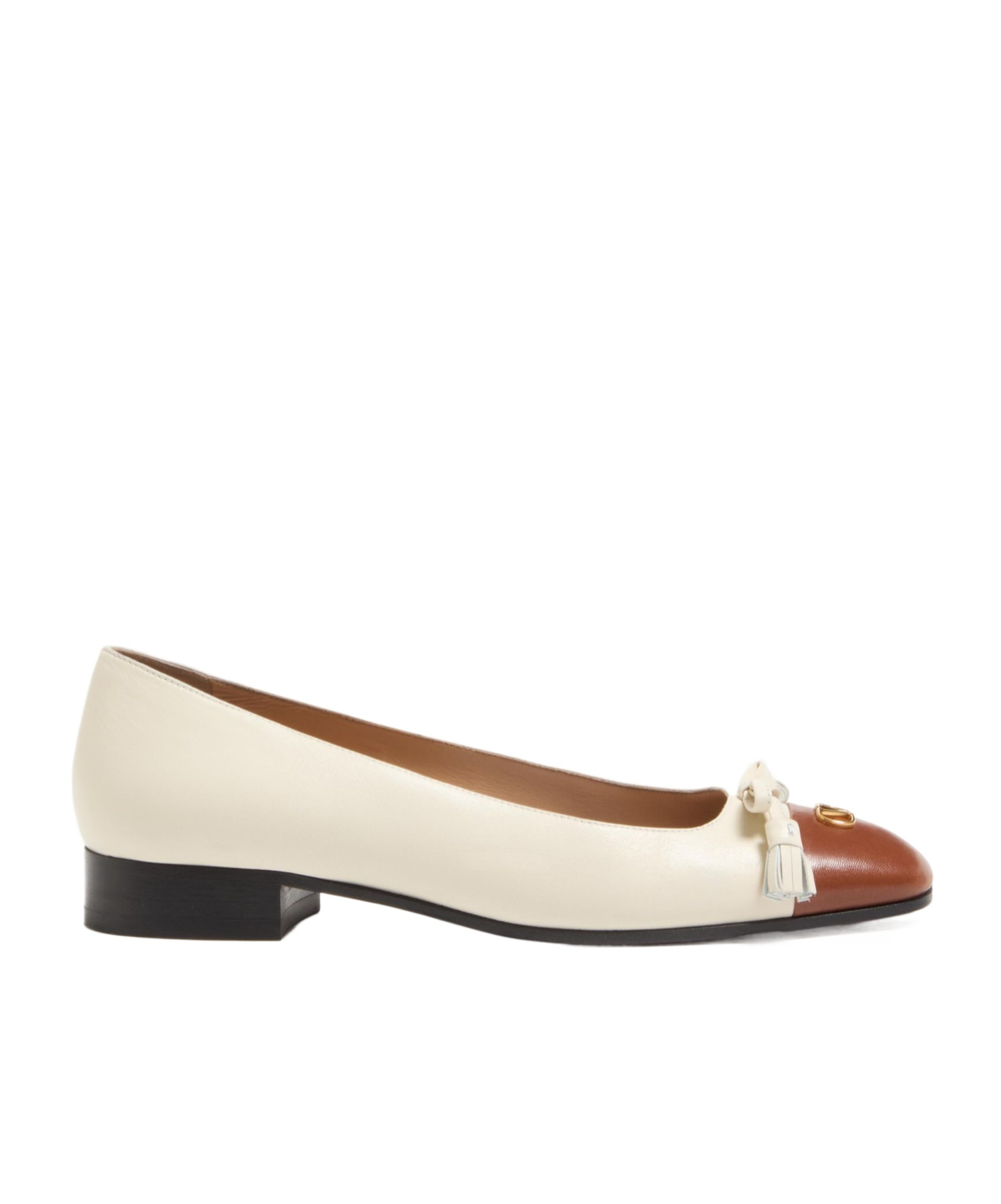 Valentino Garavani Valet Du Roi Kidskin Ballerina 25mm Woman Butter/tobacco 42 In Neutral