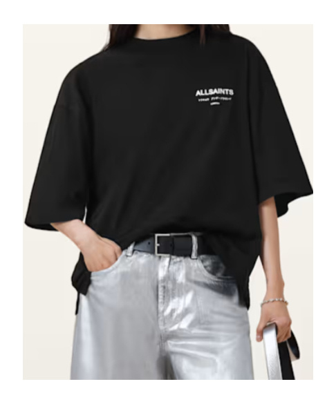 Allsaints Underground Amelie Oversized T-shirt In Black
