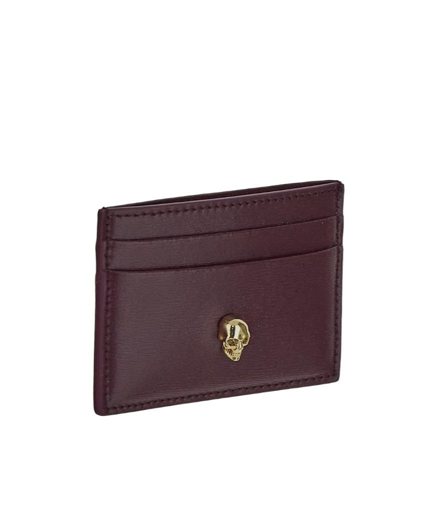 Alexander Mcqueen Skull-motif Leather Cardholder In Red