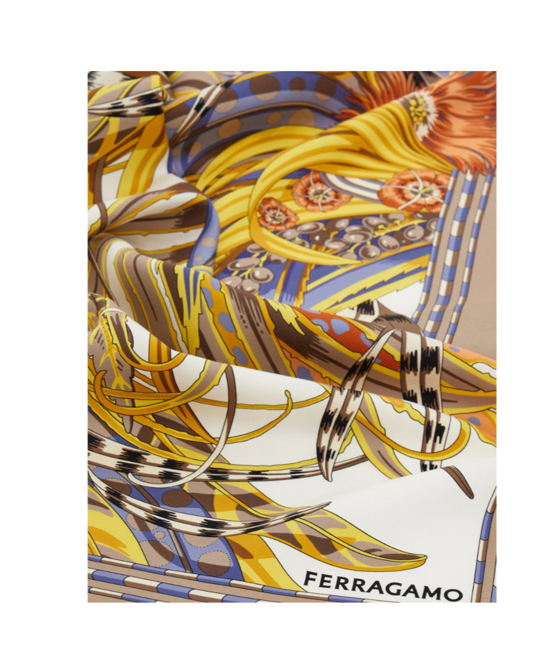 Ferragamo Rooster Print Silk Scarf In Multi
