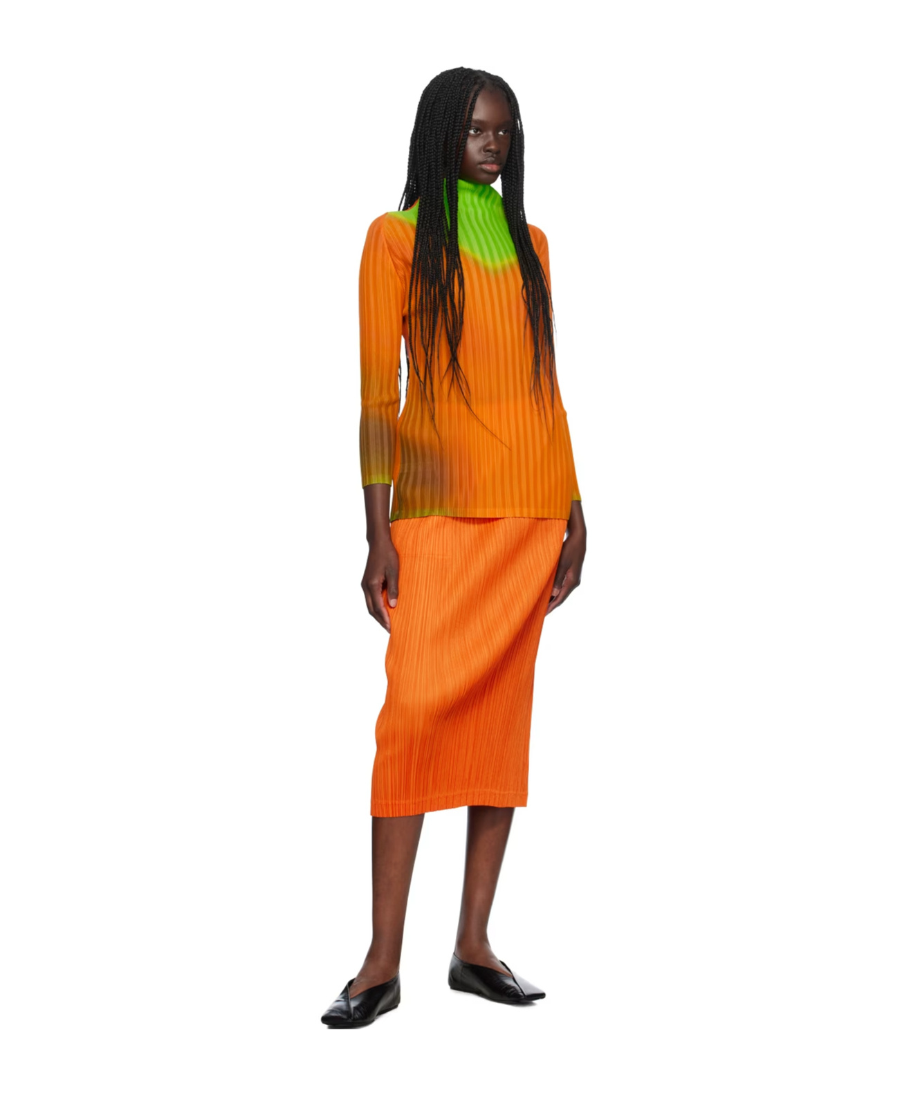 Issey Miyake Orange Thicker Bottoms 1 Midi Skirt In Orange