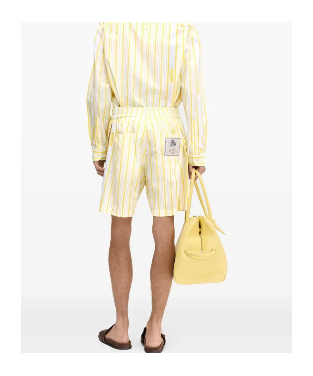 Jacquemus Aloe Striped Pattern Elastic Waistband Shorts In Neutral