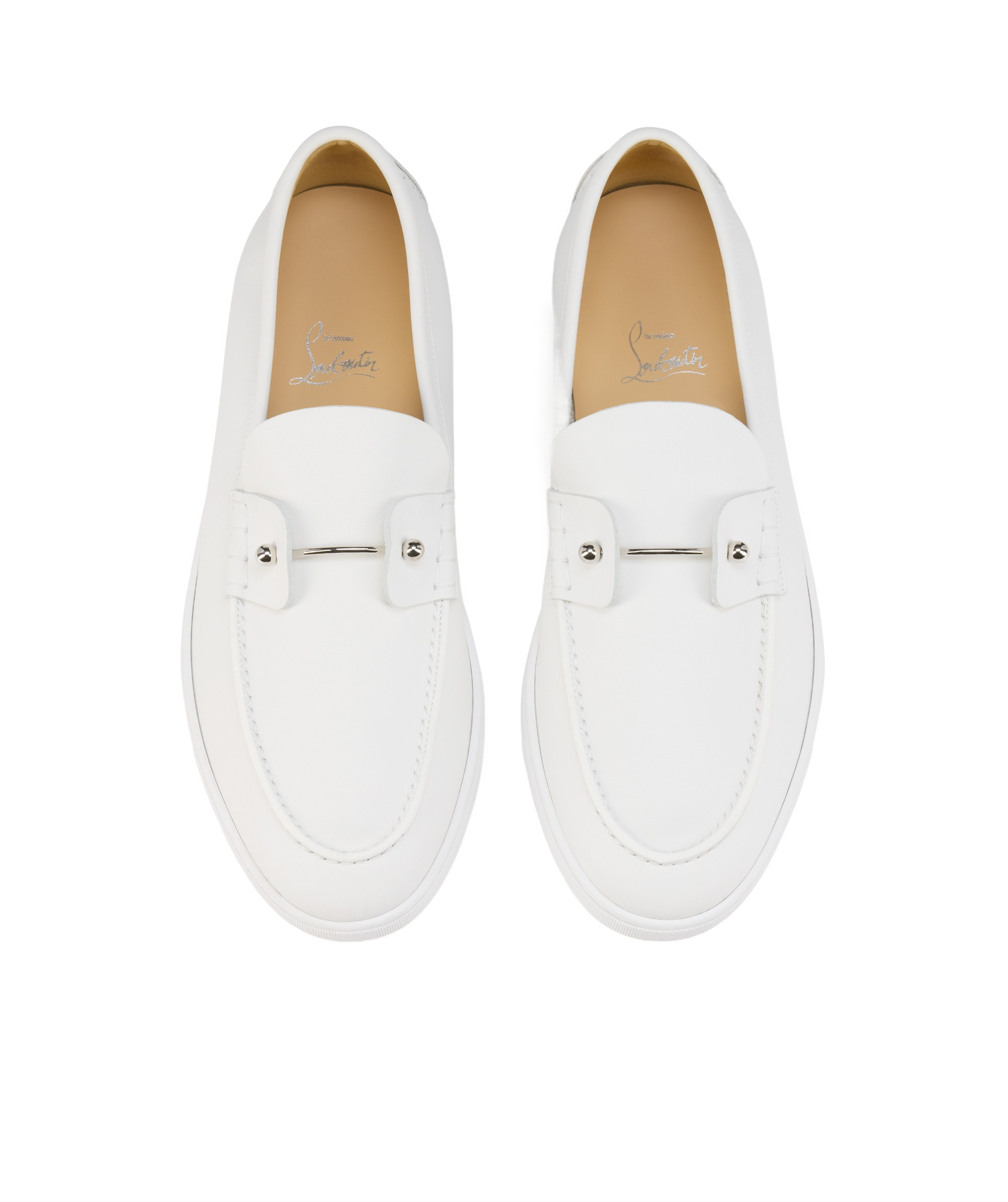 Christian Louboutin Chambeliboat Leather Boat Shoes In White