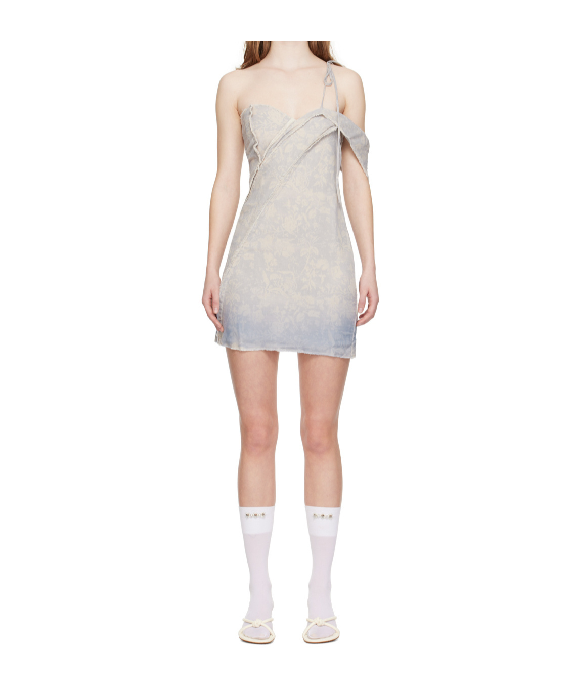 Jade Cropper Single-shoulder Minidress In Gray