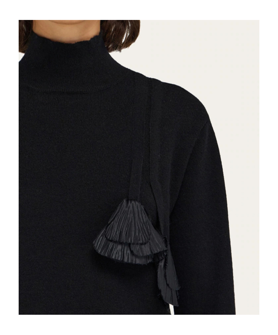 Ferragamo Floral Insert Sweater Sweaters And Cardigans Black In Black