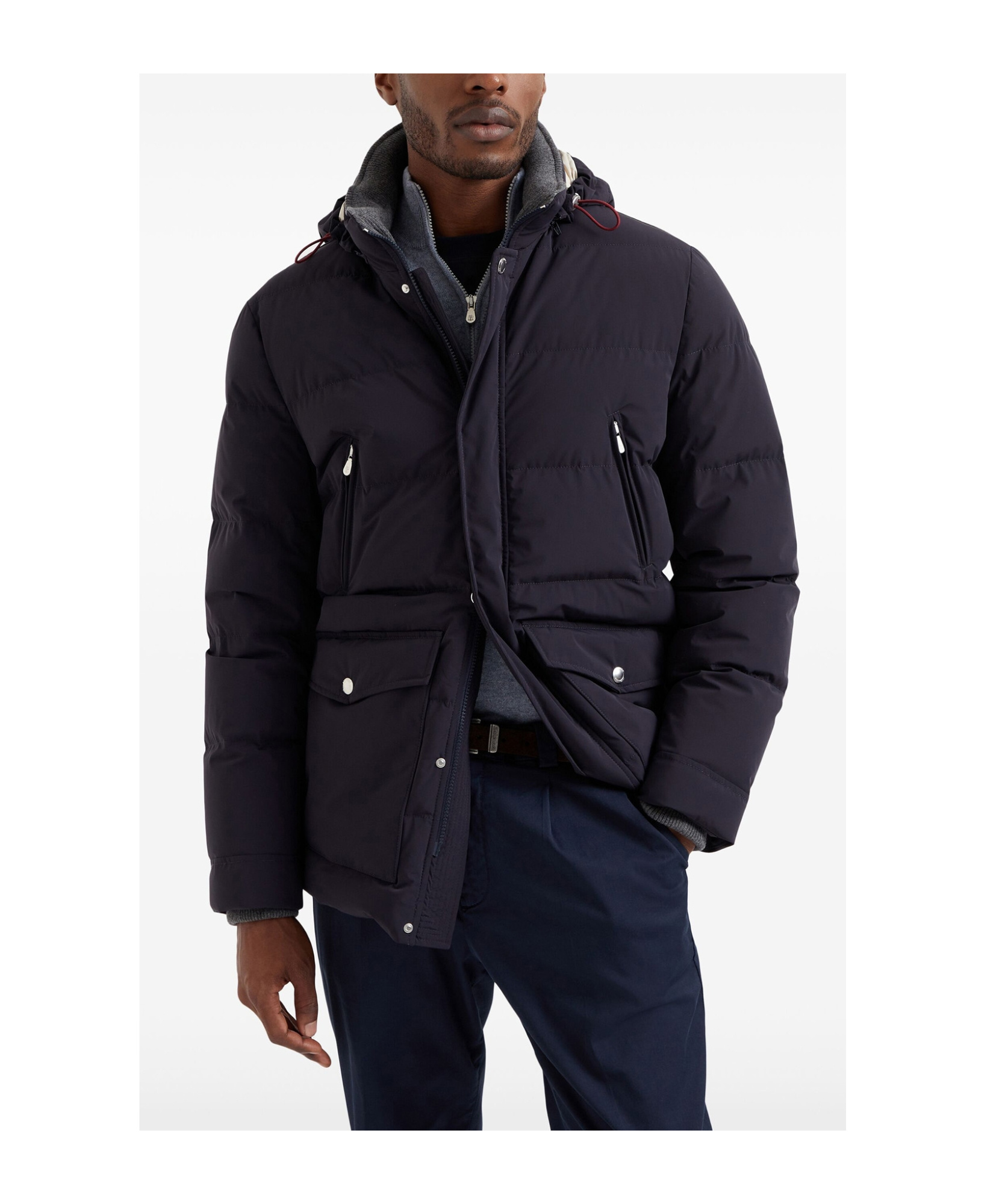 Brunello Cucinelli Quilted Padded Shell Hooded Down Parka In Black