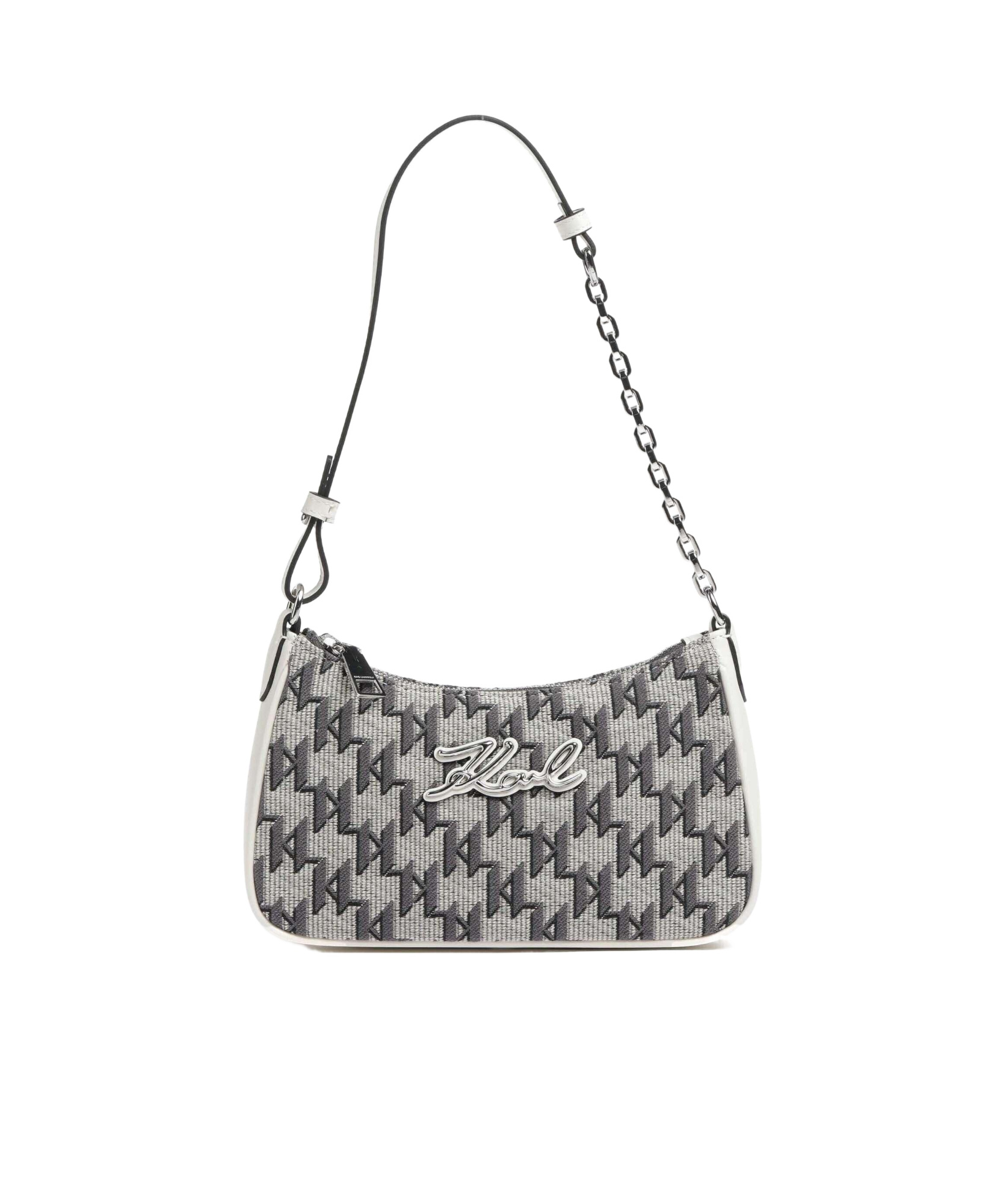Karl Lagerfeld Zippered Shoulder Bag In Gray
