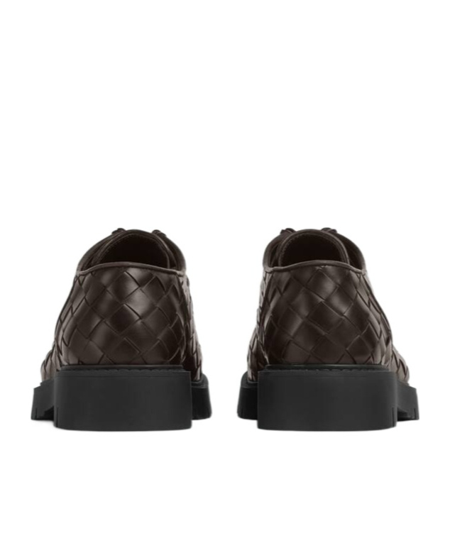 Bottega Veneta Haddock Lace Up Deep Calf Weave In Black