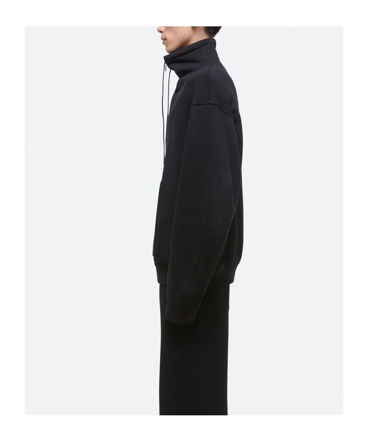 HELMUT LANG DRAWSTRING STAND-UP COLLAR SWEATSHIRT 