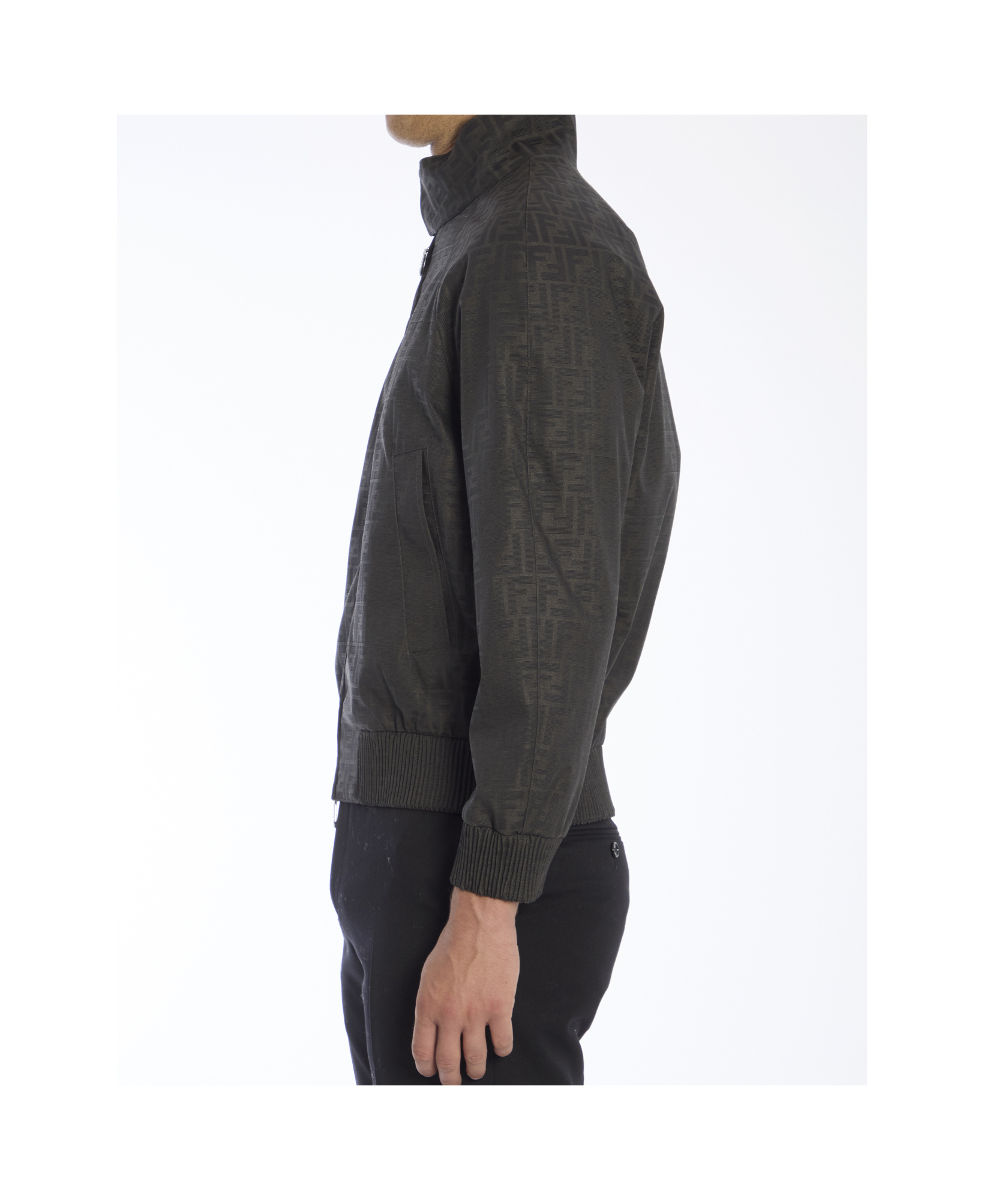 Fendi Embroidered Polyester Blend Bomber Jacket In Black