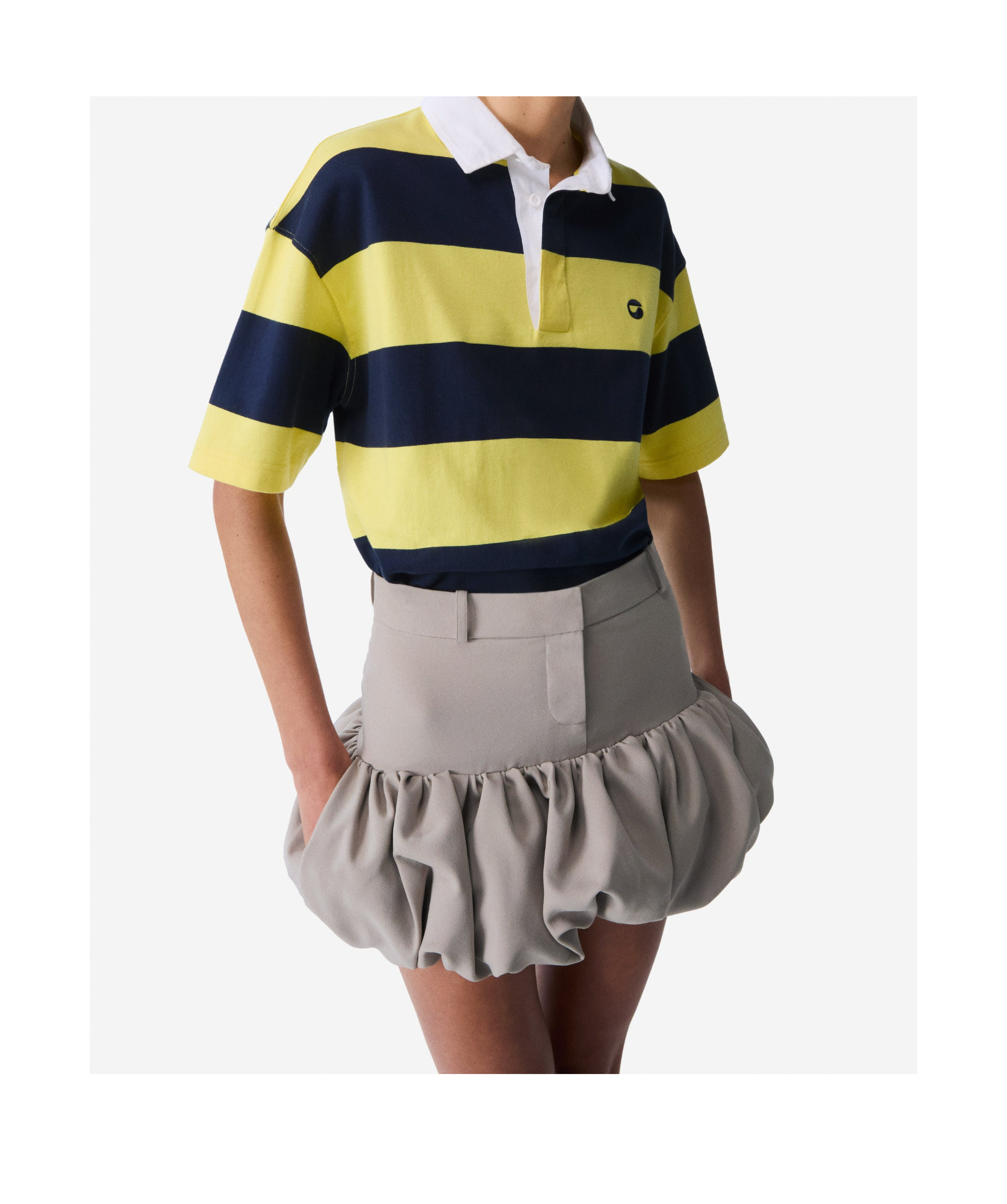 Coperni Structured Beige Skirt With Voluminous Ruffled Hem In Gray