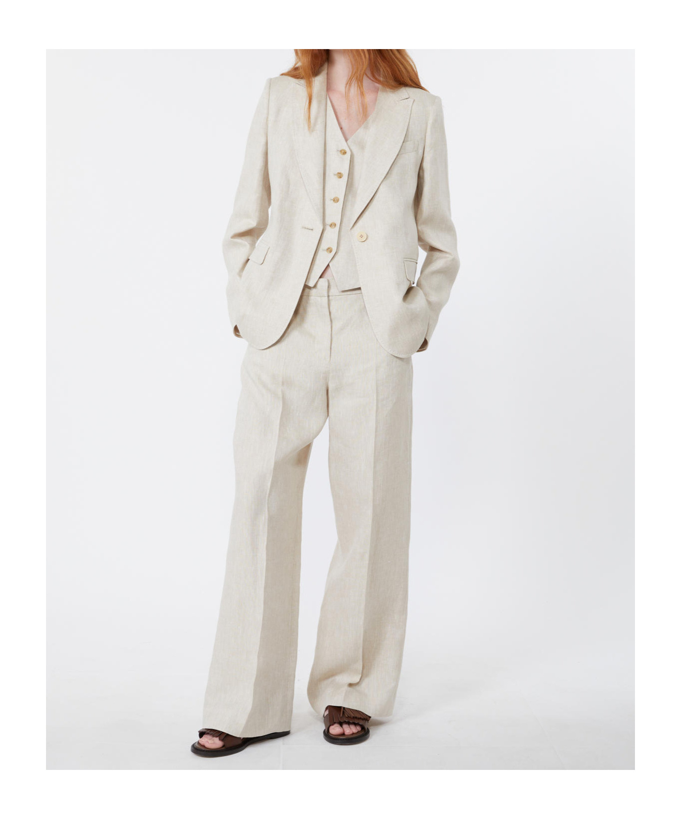 Weekend Max Mara Belt Loop Casual Pants In White