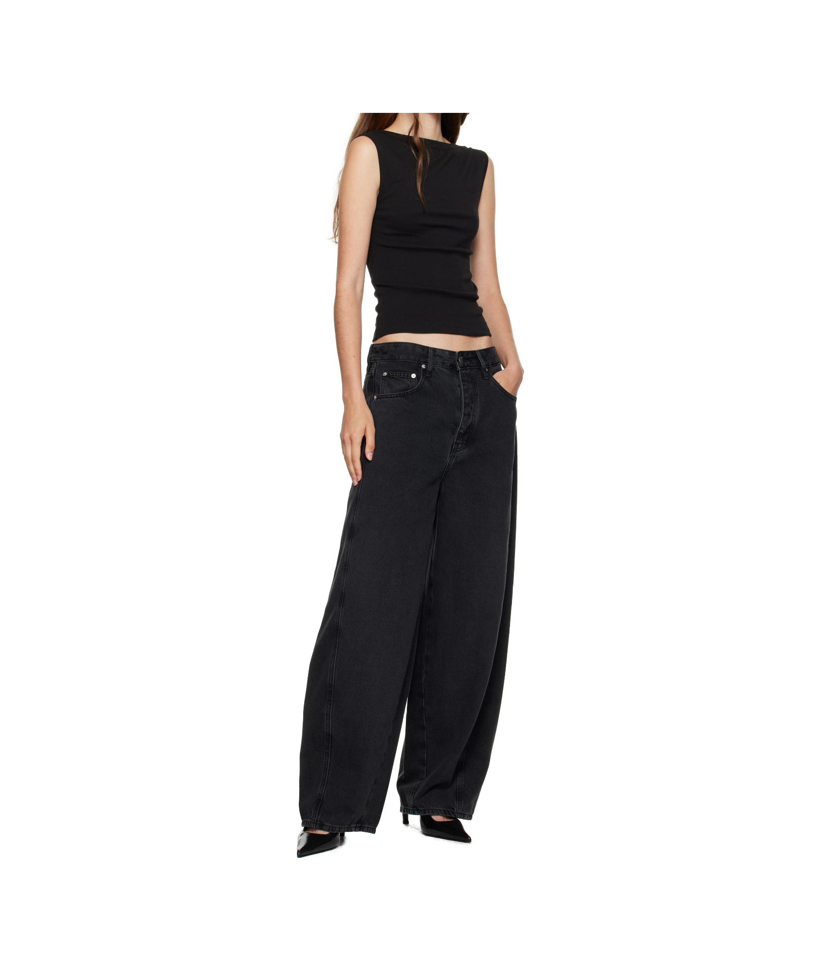 St Agni Black Outland Denim Edition Mid Rise Balloon Jeans In Black