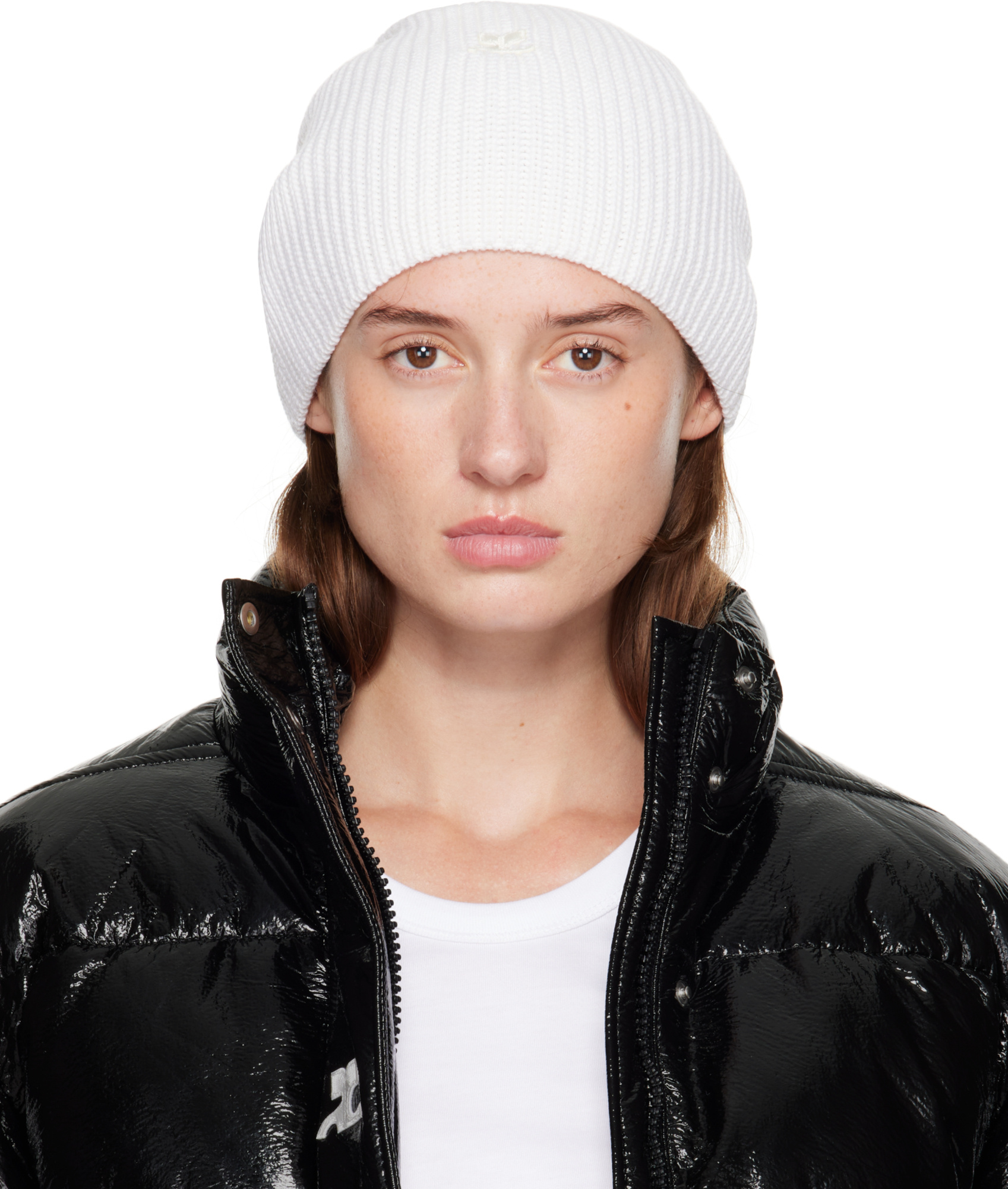 Courrèges Ac Light Wool Beanie In White
