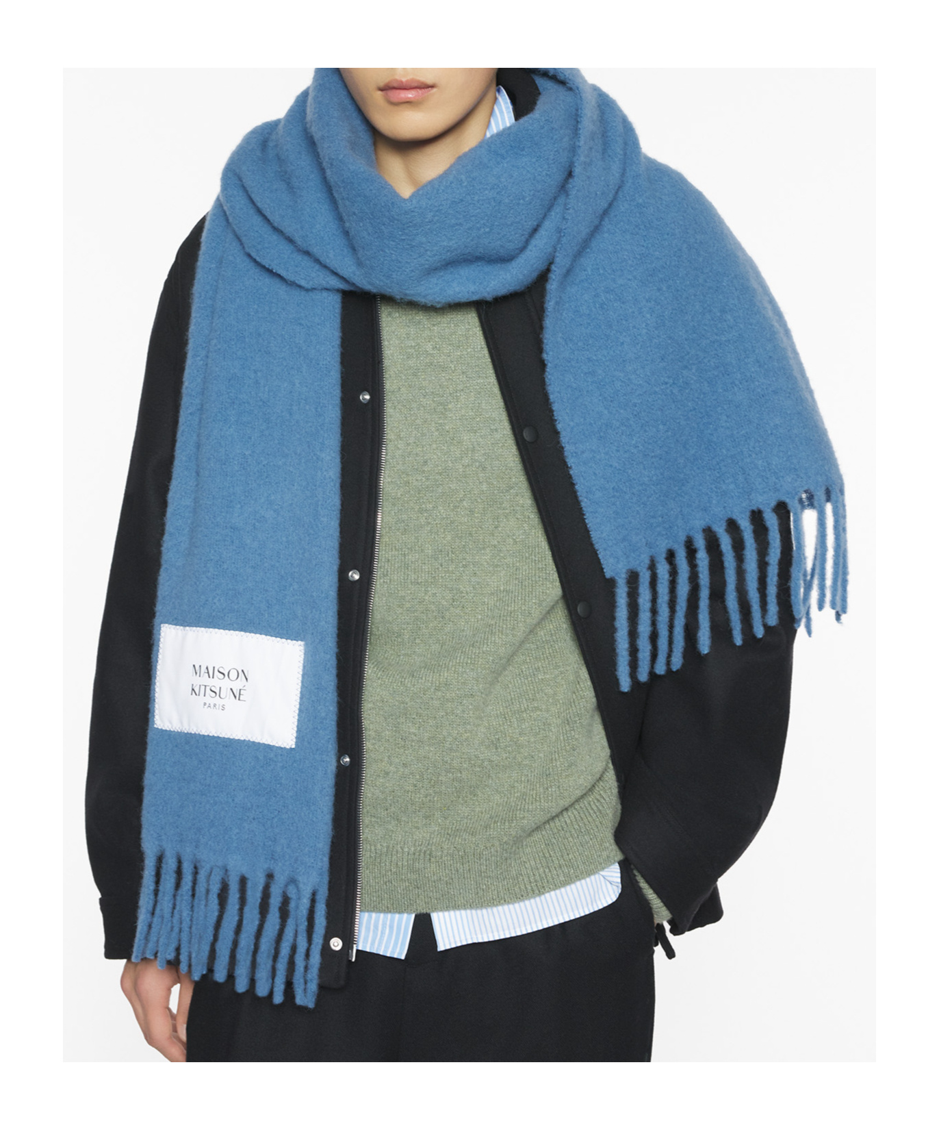 Maison Kitsuné Alpaca Scarf In Blue