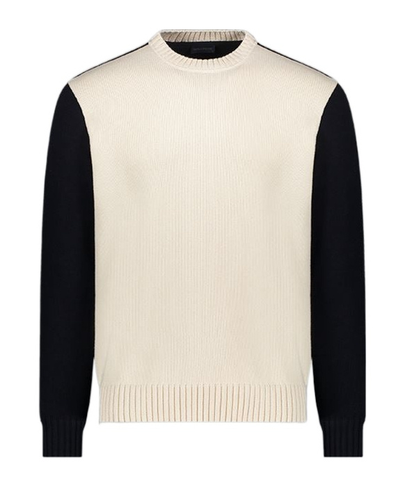 Paul & Shark Two-tone Ribbed Jumper In White