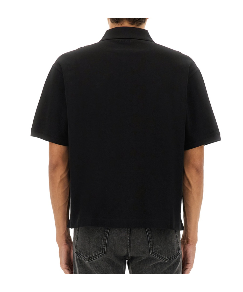 Alexander Mcqueen Polo Shirt "ceremonial Boxy" In Black