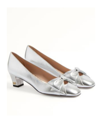 Valentino 45mm Bowow Leather Pumps In Gray