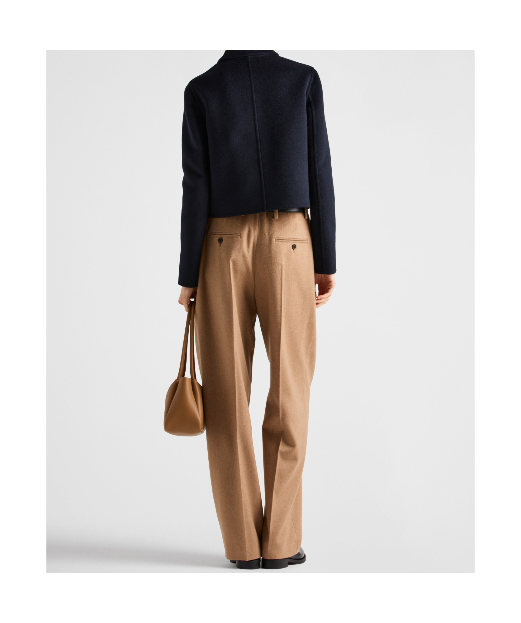 Prada Belt-loop Wool Casual Pants In Camel Brown
