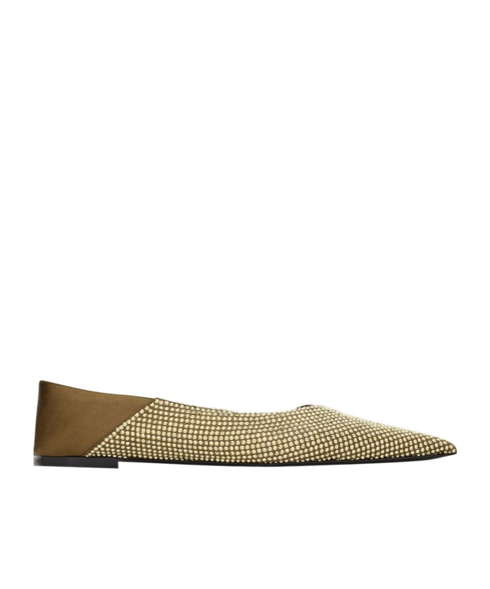 Saint Laurent Nour Slippers In Satin Crepe And Rhinestones In Brown