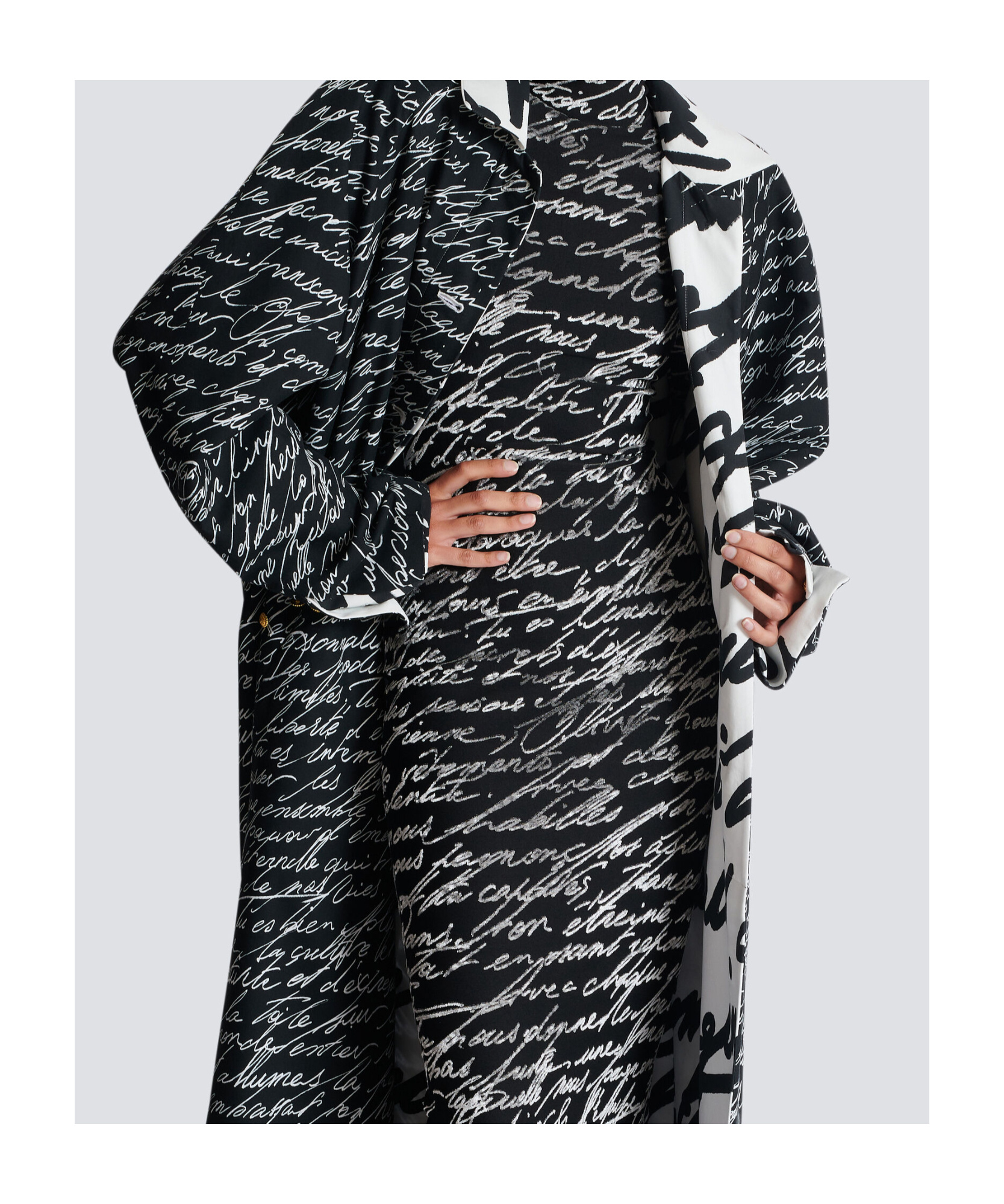 Balmain Love Letter Reversible Coat In White