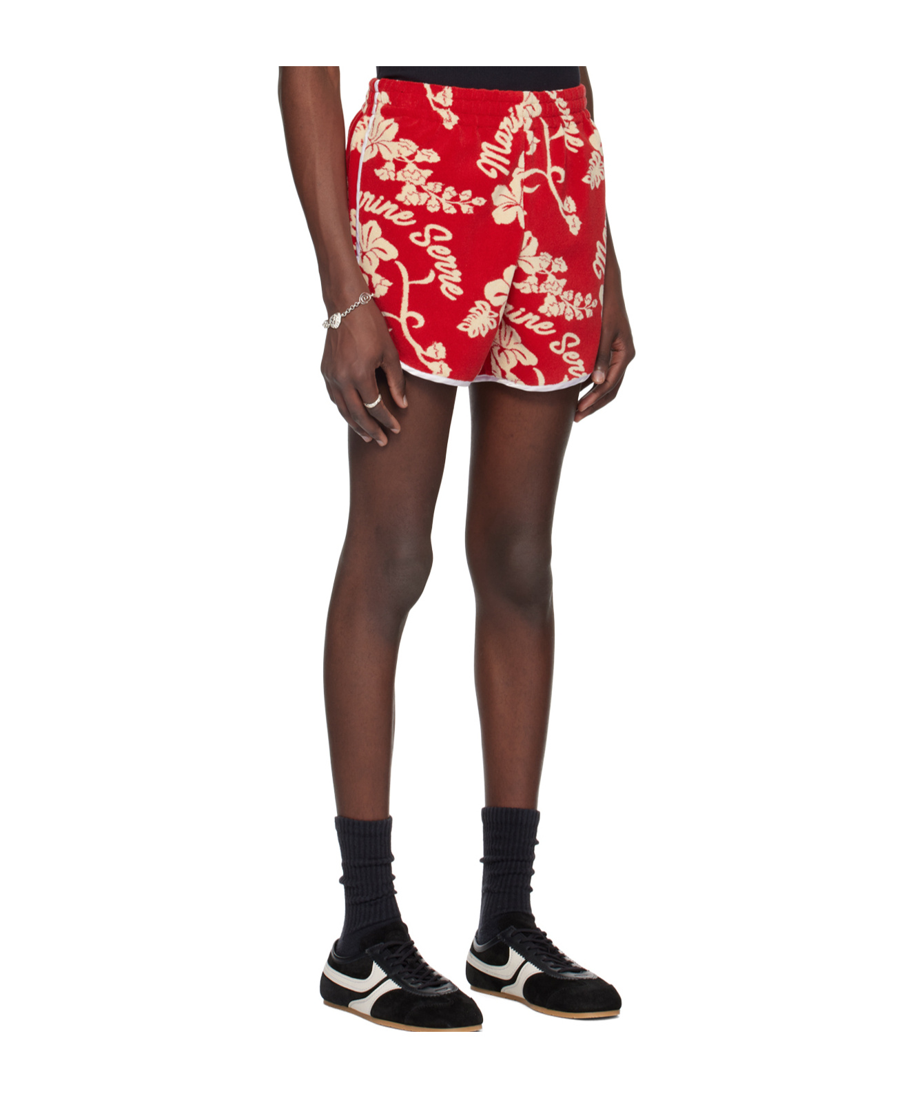 Marine Serre Red Towel Shorts In Red