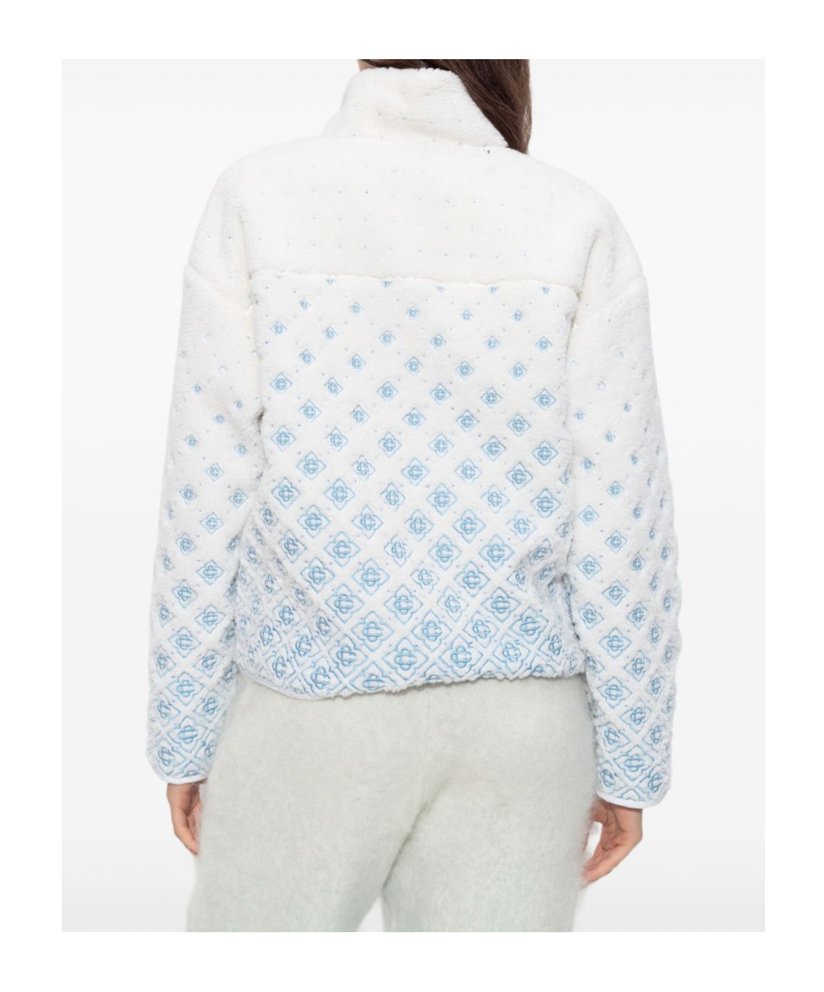 Casablanca Zippered Long-sleeved Casual Jacket In White