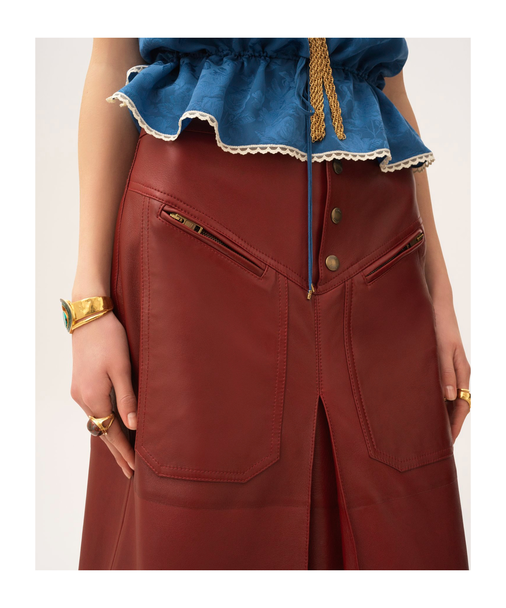 Chloé Knee-length Skirt In Leather In Red