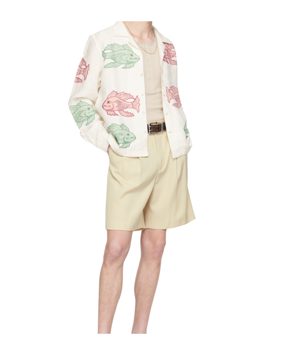 Bode White Piscine Appliqué Shirt In White