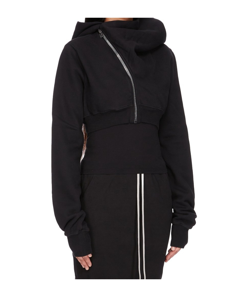 Rick Owens Drkshdw Mountain Crop Zip-front Hoodie In Black